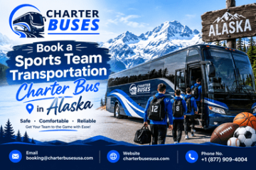Book a sports team transportation charter bus in Alaska, USA