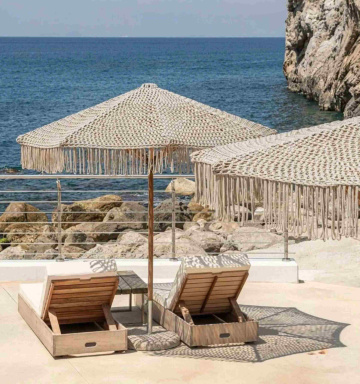 Macrame Outdoor Umbrella | Beach Umbrella with Fringes