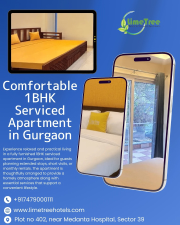 Relaxed Stay 1BHK Serviced Apartment in Gurgaon for Daily, Weekly & Monthly Rental