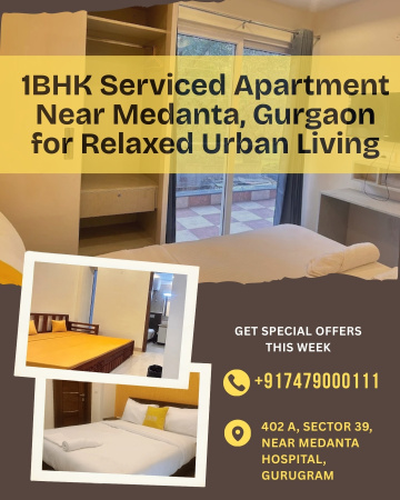 Functional 1BHK Serviced Apartment in Gurgaon for Short & Monthly Stays