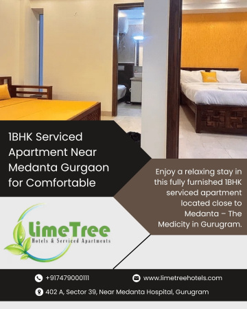 Cozy 1BHK Serviced Apartment Near Medanta Gurgaon for Comfortable Extended Stay
