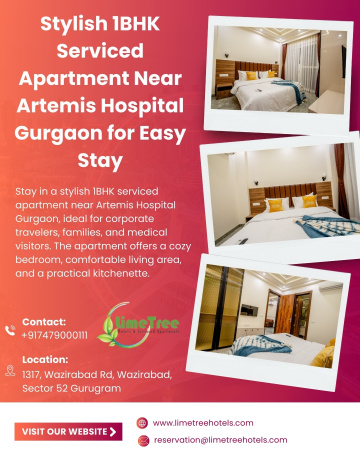 Elegant 1BHK Serviced Apartment Near Artemis Hospital Gurgaon for Convenient Stay