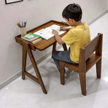 Solid Wood Kids Study Table and Chair Set for Home | Ergonomic Study Desk for Children