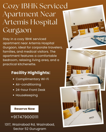 Fully Furnished 1BHK Service Apartment Near Artemis Hospital Gurgaon