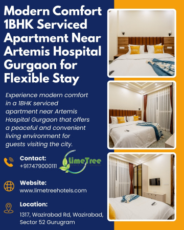 Fully Furnished 1BHK Serviced Apartment Near Artemis Hospital Gurgaon for Convenient Stay