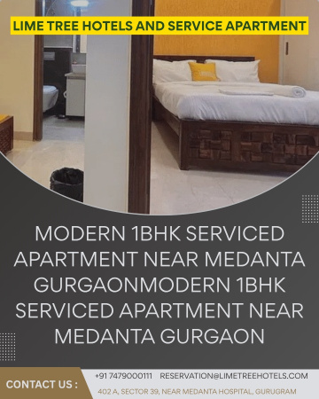 Smart & Comfortable 1BHK Serviced Apartment Near Medanta Gurgaon for Monthly Stay