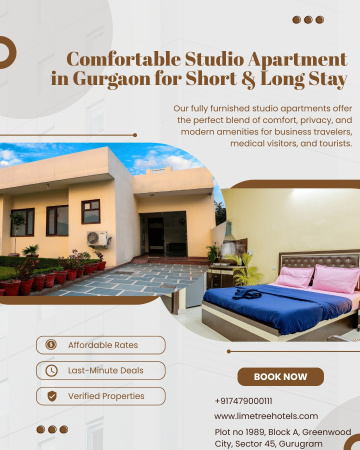 Spacious 1BHK Serviced Apartment Near Medanta Gurgaon for Comfortable Extended Stay
