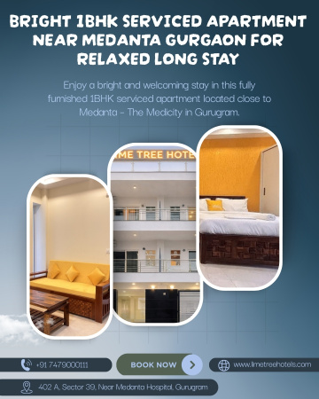 Smart 1BHK Serviced Apartment Near Medanta Gurgaon for Comfortable Monthly Living