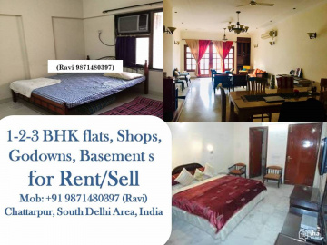 2bhk 3bhk 4bhk kothi hosue flat for rent in chattarpur