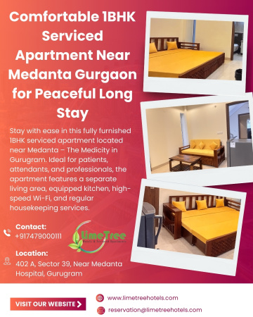 Modern 1BHK Serviced Apartment Near Medanta Gurgaon for Comfortable Living