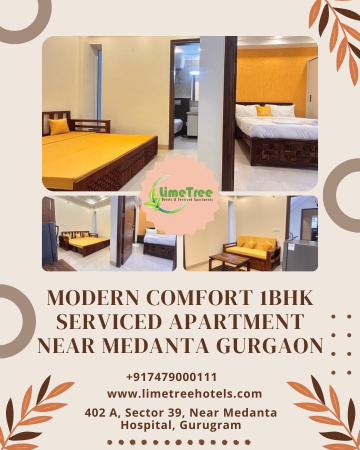 Comfortable Living 1BHK Serviced Apartment Near Medanta Gurgaon for Extended Stays