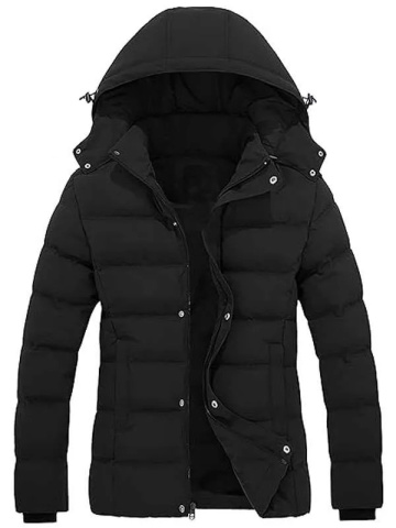 black puffer coat with hood