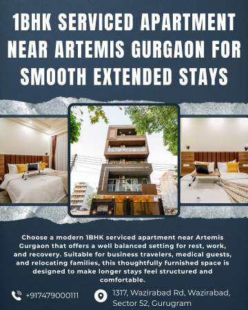 Modern 1BHK Serviced Apartment Near Artemis Gurgaon Designed for Easy Extended Stays