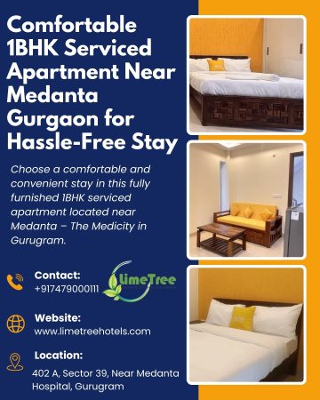 Quiet 1BHK Serviced Apartment Near Medanta Gurgaon for Comfortable Extended Stay
