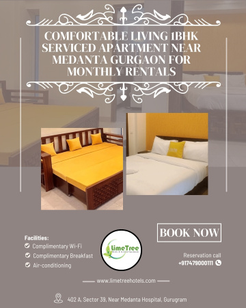 Peaceful 1BHK Serviced Apartment Near Medanta Gurgaon for Comfortable Recovery Stay