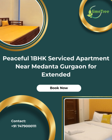 Convenient 1BHK Serviced Apartment Near Medanta Gurgaon for Monthly