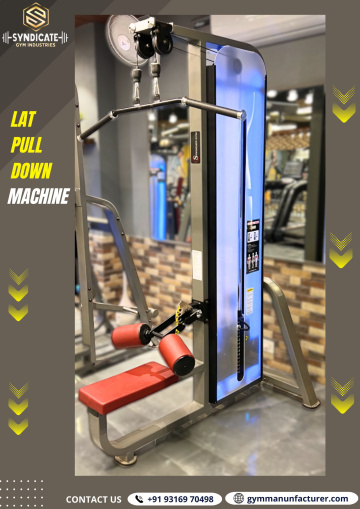 LAT PULL DOWN MACHINE Lat Pull Down Machine comes with 100 kg Imported weight stack 10 gauage pipe with 3mm thickness. 5 mm Imported cable wire. Compact de