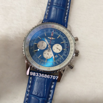 Breitling Navitimer Chronograph Blue Leather Strap Watch